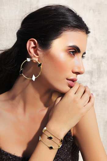 Buy_Varnika Arora_Gold Plated Diamonds, Stones Sporadic Handmade Chain Bracelet _at_Aza_Fashions