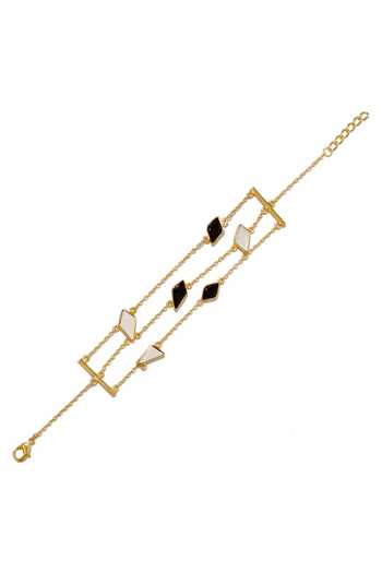 Shop_Varnika Arora_Gold Plated Diamonds, Stones Sporadic Handmade Chain Bracelet _at_Aza_Fashions