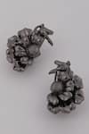 Shop_Opalina Soulful Jewellery_Silver Plated Handcrafted Floral Statement Studs _at_Aza_Fashions