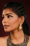 Buy_Ishhaara_Gold Plated Embroidery, Stones, Pearls Shaped Earrings _at_Aza_Fashions