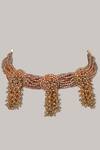 Shop_House Of D"Oro_Brown Pearls Handcrafted Choker Set_at_Aza_Fashions