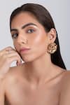 Buy_Opalina Soulful Jewellery_Gold Plated Handcrafted Floral Statement Studs _at_Aza_Fashions