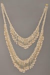 Shop_House of D'oro_Peach Beads Multi Layered Necklace Set_at_Aza_Fashions