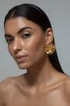 Buy_Opalina Soulful Jewellery_Gold Plated Handcrafted Floral Statement Studs _at_Aza_Fashions