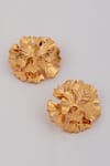 Shop_Opalina Soulful Jewellery_Gold Plated Handcrafted Floral Statement Studs _at_Aza_Fashions