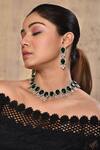 Buy_Kohar By Kanika_Green Sapphire Stone And Faux Diamond Studded Necklace Set_at_Aza_Fashions