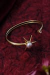 Shop_Ishhaara_Gold Plated Pearls, Stones Star Embellished Open Bracelet _at_Aza_Fashions