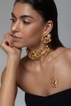 Buy_Opalina Soulful Jewellery_Gold Plated Handcrafted Floral Statement Studs _at_Aza_Fashions