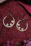 Shop_Ishhaara_Gold Plated Crystals, Stones Layered Embellished Hoop Earrings _at_Aza_Fashions
