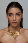 Buy_Opalina Soulful Jewellery_Gold Plated Handcrafted Bird Carved Collar Necklace _at_Aza_Fashions