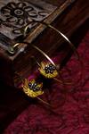 Shop_Ishhaara_Gold Plated Beads Floral Hoop Earrings _at_Aza_Fashions