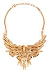 Shop_Opalina Soulful Jewellery_Gold Plated Handcrafted Bird Carved Collar Necklace _at_Aza_Fashions