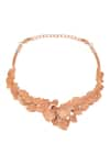 Shop_Opalina Soulful Jewellery_Gold Plated Handcrafted Leaf Carved Collar Necklace _at_Aza_Fashions