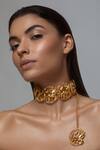 Buy_Opalina Soulful Jewellery_Gold Plated Handcrafted Hummingbird Carved Choker _at_Aza_Fashions