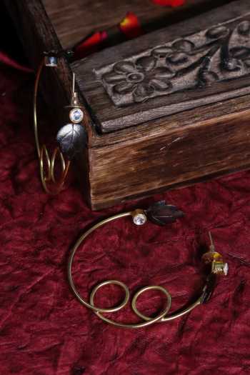 Shop_Ishhaara_Gold Plated Pearls Embedded Hoop Earrings _at_Aza_Fashions
