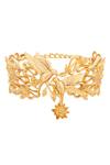 Shop_Opalina Soulful Jewellery_Gold Plated Handcrafted Dove Carved Choker _at_Aza_Fashions
