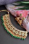 Shop_Swabhimann_Gold Plated Stones, Diamonds Geometric Kundan Necklace Set _at_Aza_Fashions