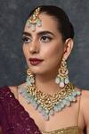 Buy_Swabhimann_Blue Diamonds, Stones, Crystals Crescent Kundan Necklace Set _at_Aza_Fashions