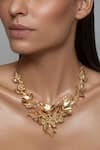 Buy_Opalina Soulful Jewellery_Gold Plated Handcrafted Floral Carved Collar Necklace _at_Aza_Fashions