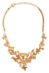 Shop_Opalina Soulful Jewellery_Gold Plated Handcrafted Floral Carved Collar Necklace _at_Aza_Fashions