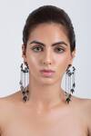 Buy_Opalina Soulful Jewellery_Silver Plated Chains, Cut Work Handcrafted Tassel Hoop Long Earrings _at_Aza_Fashions