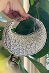Buy_Bhavna Kumar_Grey Embroidered Crescent Mini Bag_at_Aza_Fashions