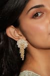 Buy_House of D'oro_White Beads Embellished Drop Earrings_at_Aza_Fashions