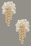 Shop_House of D'oro_White Beads Embellished Drop Earrings_at_Aza_Fashions