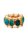 Ishhaara_Blue Stone And Bead Embellished Geometric Ring _Online_at_Aza_Fashions