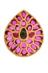 Shop_Ishhaara_Pink Kempu Stone Embellishments Encrusted Stud Earrings_Online_at_Aza_Fashions