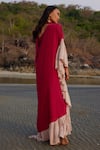 Shop_Twinkle Hanspal_Red Silk Embroidered Sequin One Shoulder Ruffled Maxi Dress  _at_Aza_Fashions