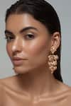 Buy_Opalina Soulful Jewellery_Gold Plated Handcrafted Floral Long Statement Earrings _at_Aza_Fashions