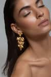 Buy_Opalina Soulful Jewellery_Gold Plated Handcrafted Floral Long Statement Earrings _at_Aza_Fashions