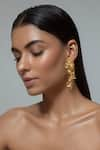 Buy_Opalina Soulful Jewellery_Gold Plated Handcrafted Dove Long Statement Earrings _at_Aza_Fashions