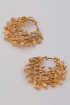 Shop_Opalina Soulful Jewellery_Gold Plated Embroidery Handcrafted Floral Carved Hoops _at_Aza_Fashions