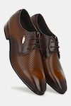 Lafattio_Brown Perforated Lace Up Shoes  _Online_at_Aza_Fashions