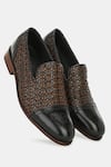 Lafattio_Black Semi Brogue Loafers  _Online_at_Aza_Fashions