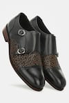 Lafattio_Black Double Monks Strap Shoes  _Online_at_Aza_Fashions