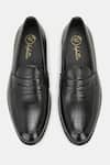 Shop_Lafattio_Black Laser Engraved Penny Loafers  _at_Aza_Fashions