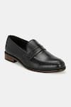 Buy_Lafattio_Black Laser Engraved Penny Loafers  _Online_at_Aza_Fashions