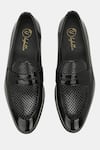 Shop_Lafattio_Black Perforated Penny Loafers  _at_Aza_Fashions