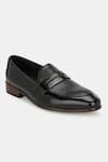 Shop_Lafattio_Black Perforated Penny Loafers  _Online_at_Aza_Fashions