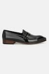 Lafattio_Black Perforated Penny Loafers  _at_Aza_Fashions