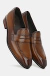 Lafattio_Brown Textured Penny Loafers  _Online_at_Aza_Fashions