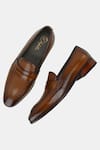 Buy_Lafattio_Brown Textured Penny Loafers  _Online_at_Aza_Fashions