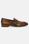 Lafattio_Brown Textured Penny Loafers  _at_Aza_Fashions