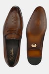 Shop_Lafattio_Brown Textured Penny Loafers  