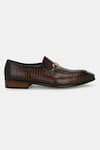 Lafattio_Brown Buckled Moccasin Shoes _at_Aza_Fashions