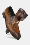 Buy_Lafattio_Brown Leather Buckled Moccasin Shoes _at_Aza_Fashions