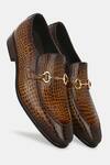 Lafattio_Brown Leather Buckled Moccasin Shoes _Online_at_Aza_Fashions